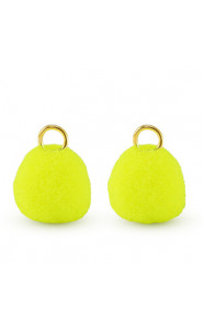 Pompom charm with loop 10mm - Gold-neon yellow